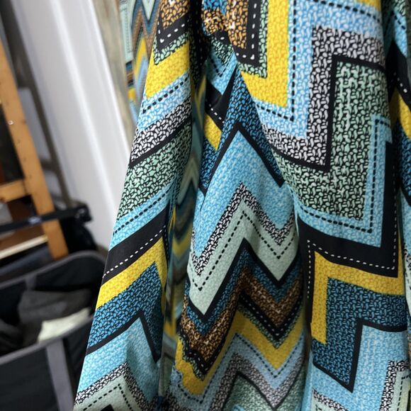 Lady Noiz Large Swing Style Dress Boho Groovy Vibes Chevron - Picture 10 of 16